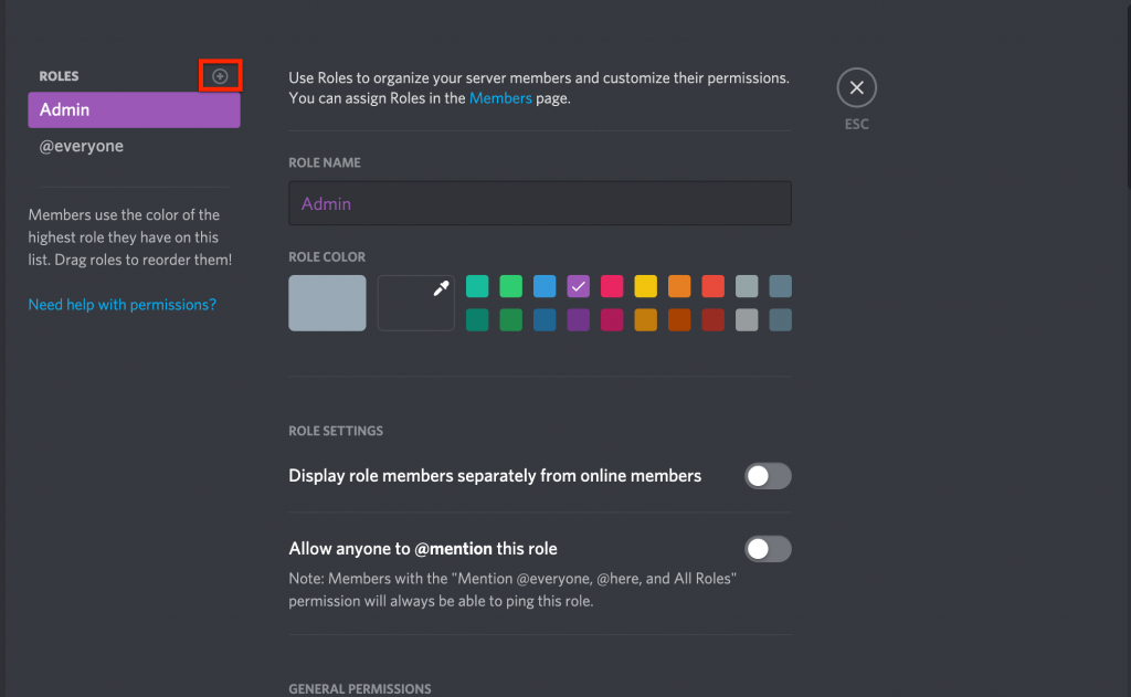 add roles to discord server