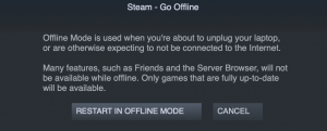 restart steam in offline mode