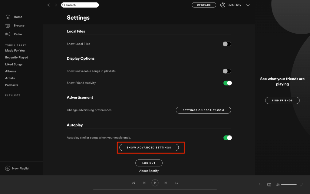 spotify app advanced settings