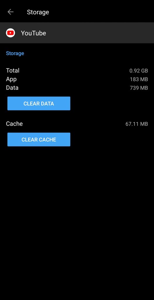 clear youtube data and cache