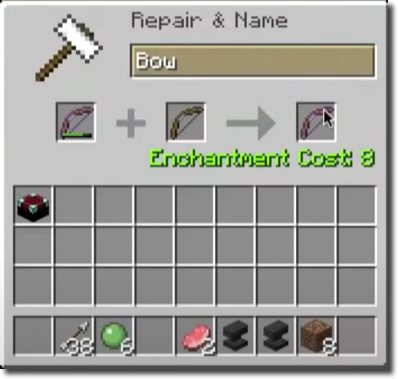repair a bow in minecraft