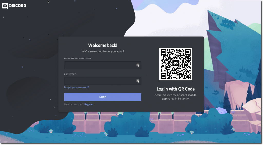 discord log in page